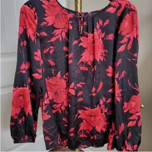 Talbots Black and Red Long Sleeve Blouse Size Small